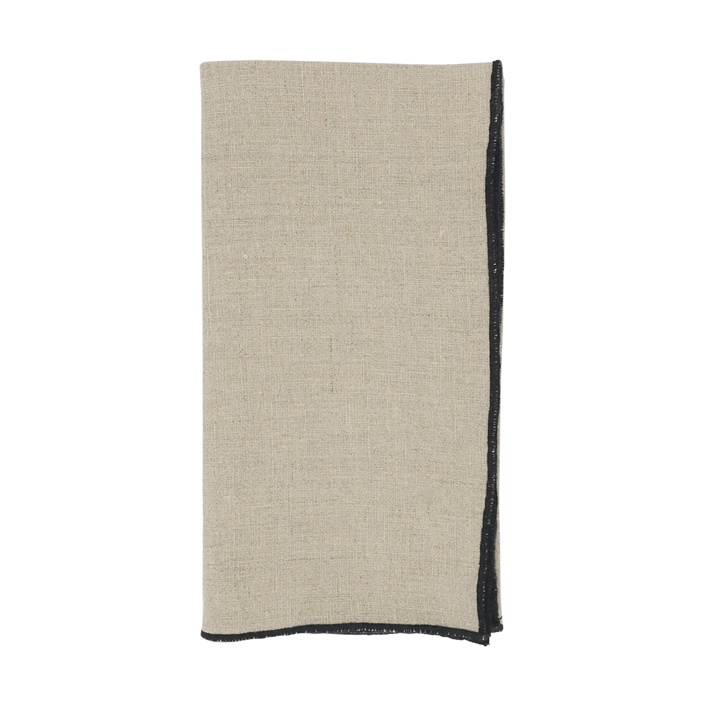 Stonewashed Stitch Border Napkin Black/Natural