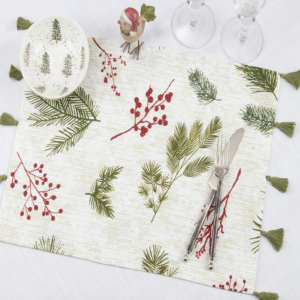 Saro Pine Needle and Red Berry Placemat