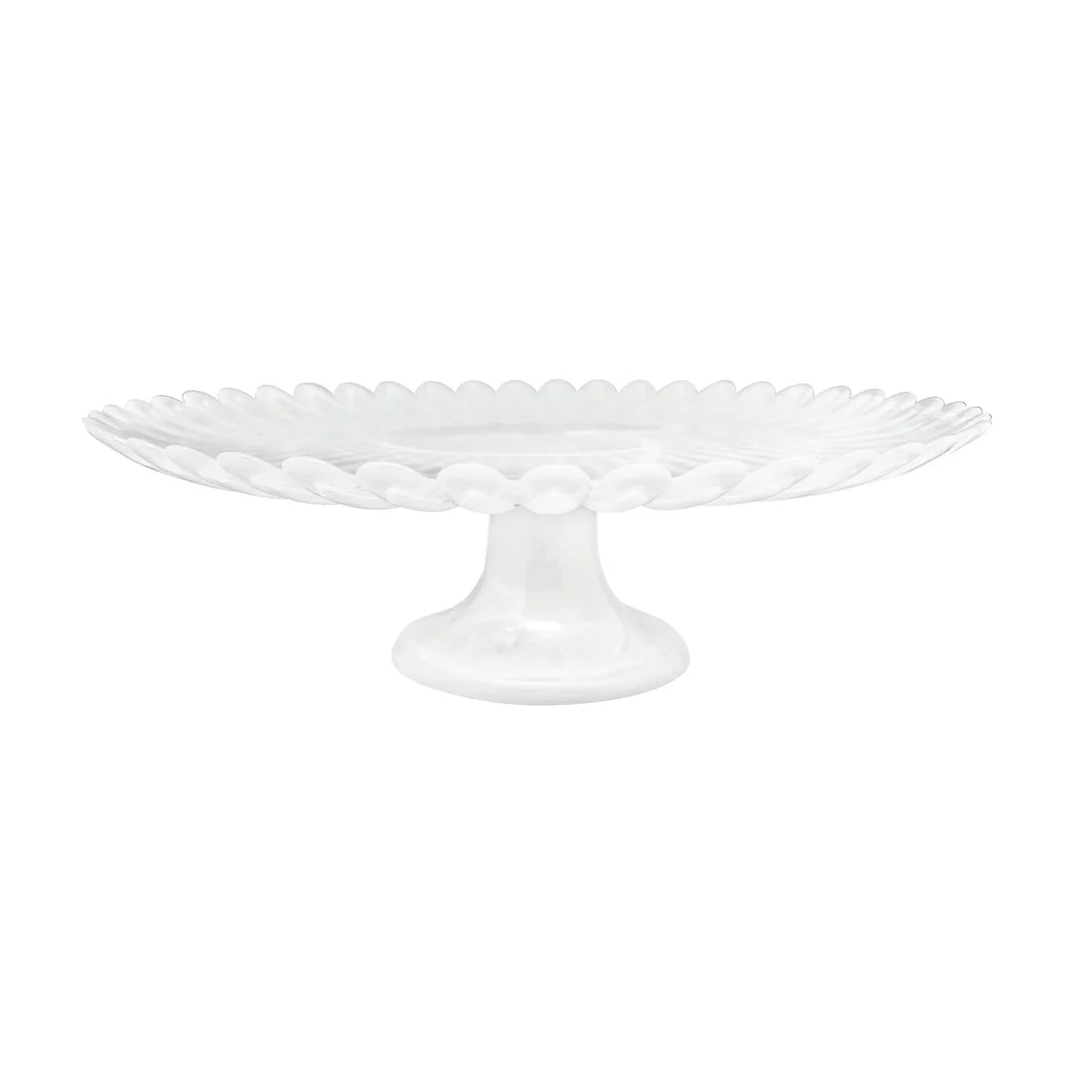 Mariposa Alabaster White Scalloped Large Cake Stand