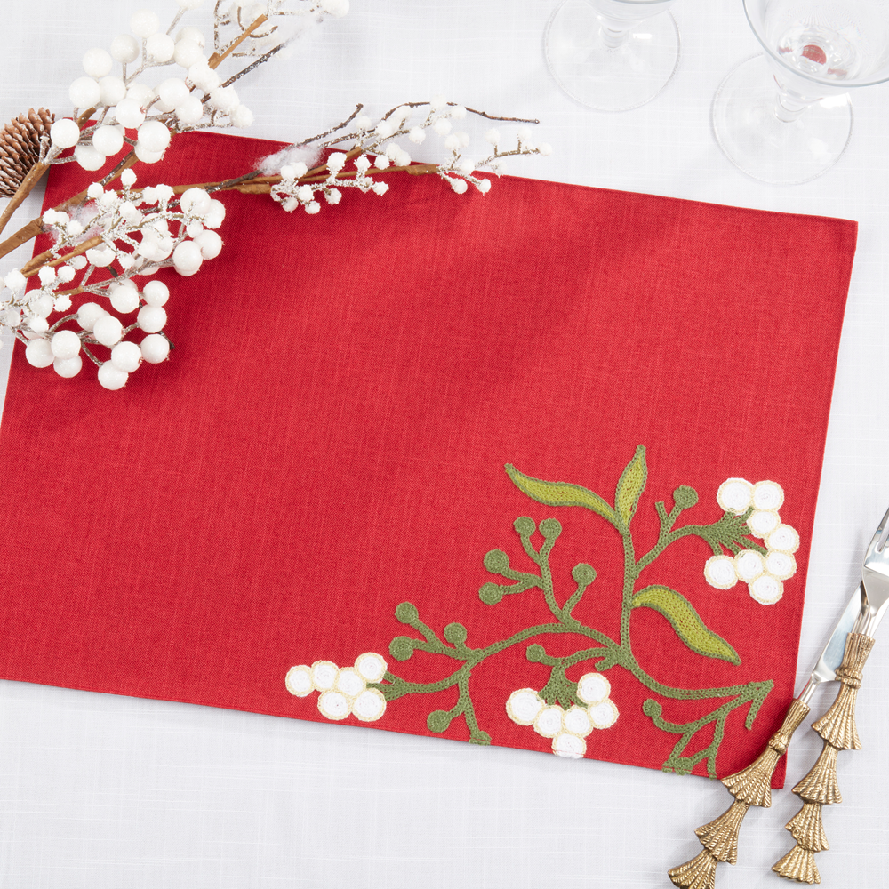 Saro Red Mistletoe Placemat