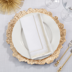 Saro Gold Embroidered Border Napkin