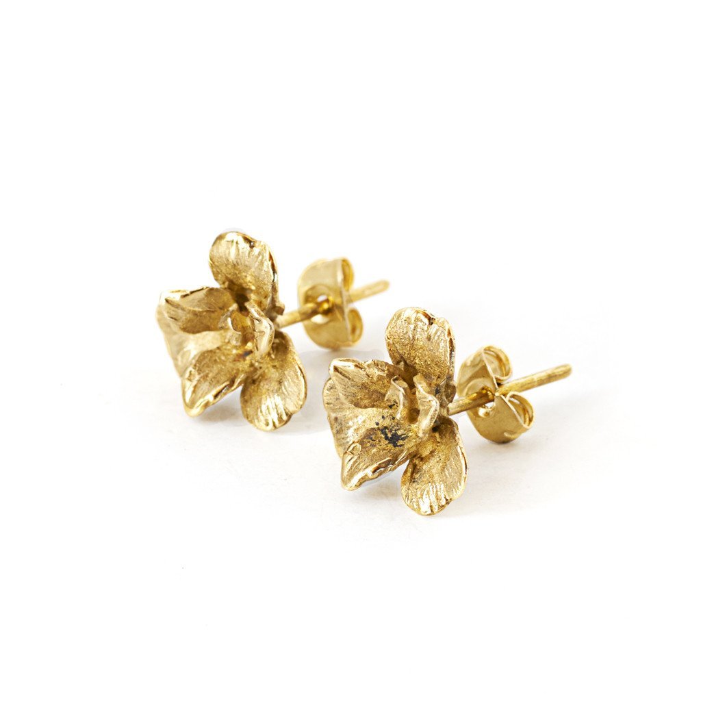 Orchid Brass Stud Earring