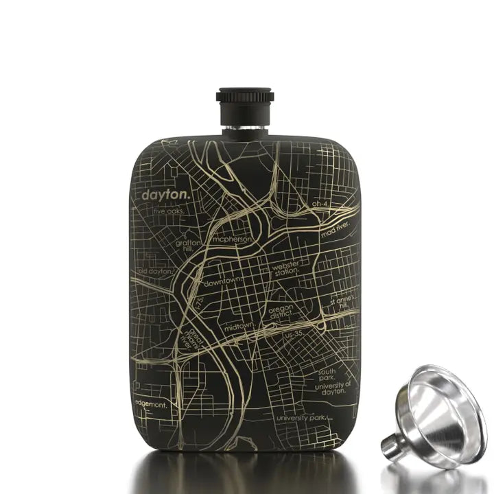 Dayton OH Map 6oz Pocket Flask