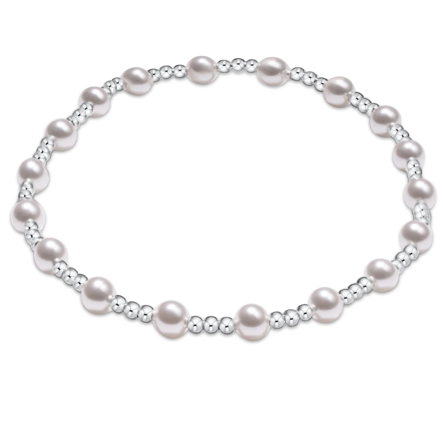 eNewton Classic Sincerity Sterling 4mm Bead Bracelet Pearl