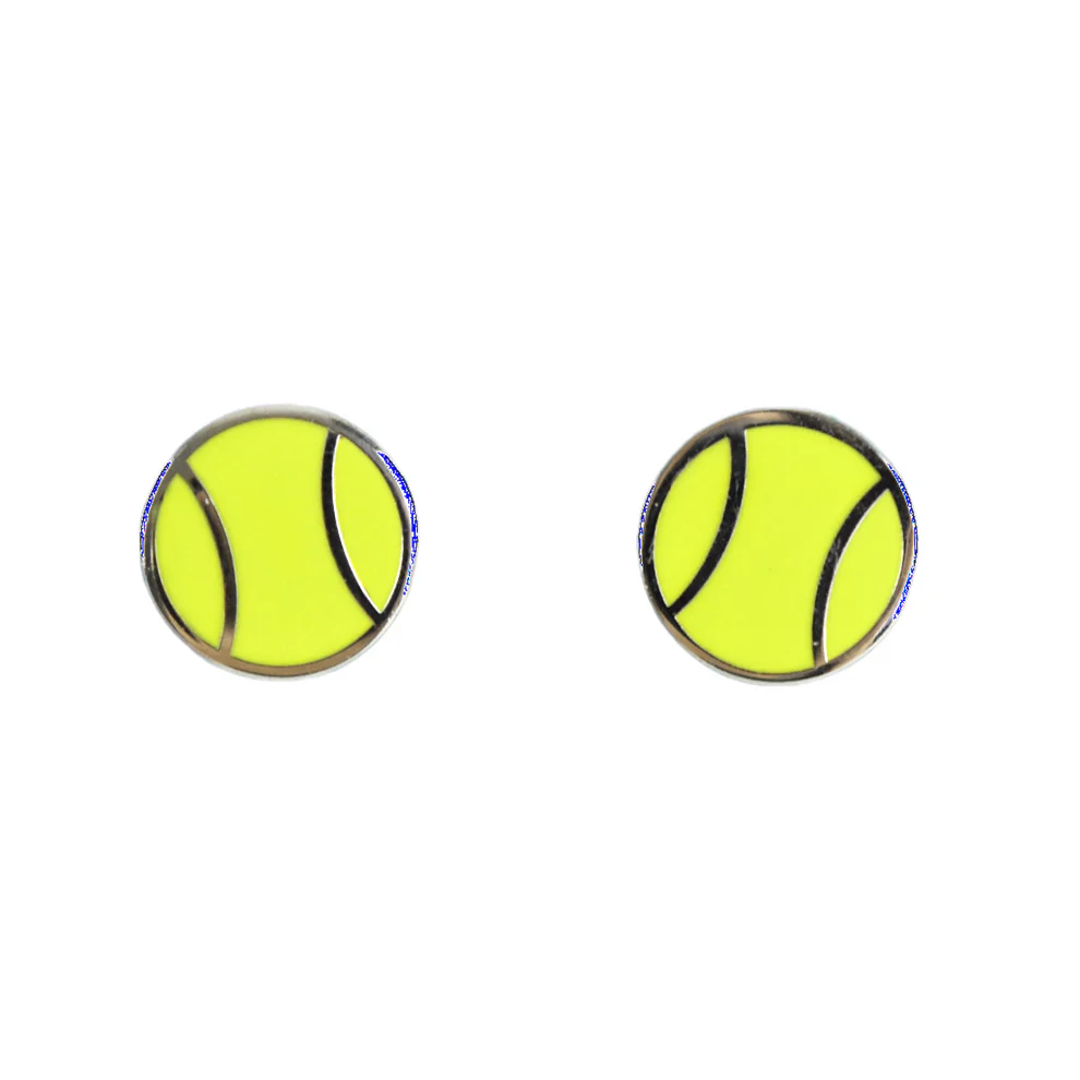 Yellow Flat Tennis Ball Earrings