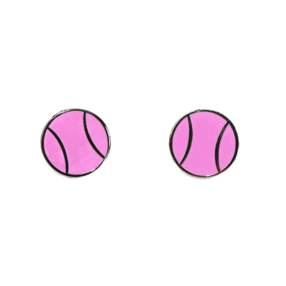 Pink Flat Tennis Ball Earrings