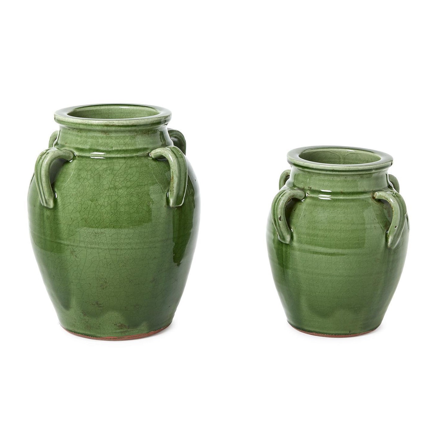 4 Handled Green Olive Jar Large