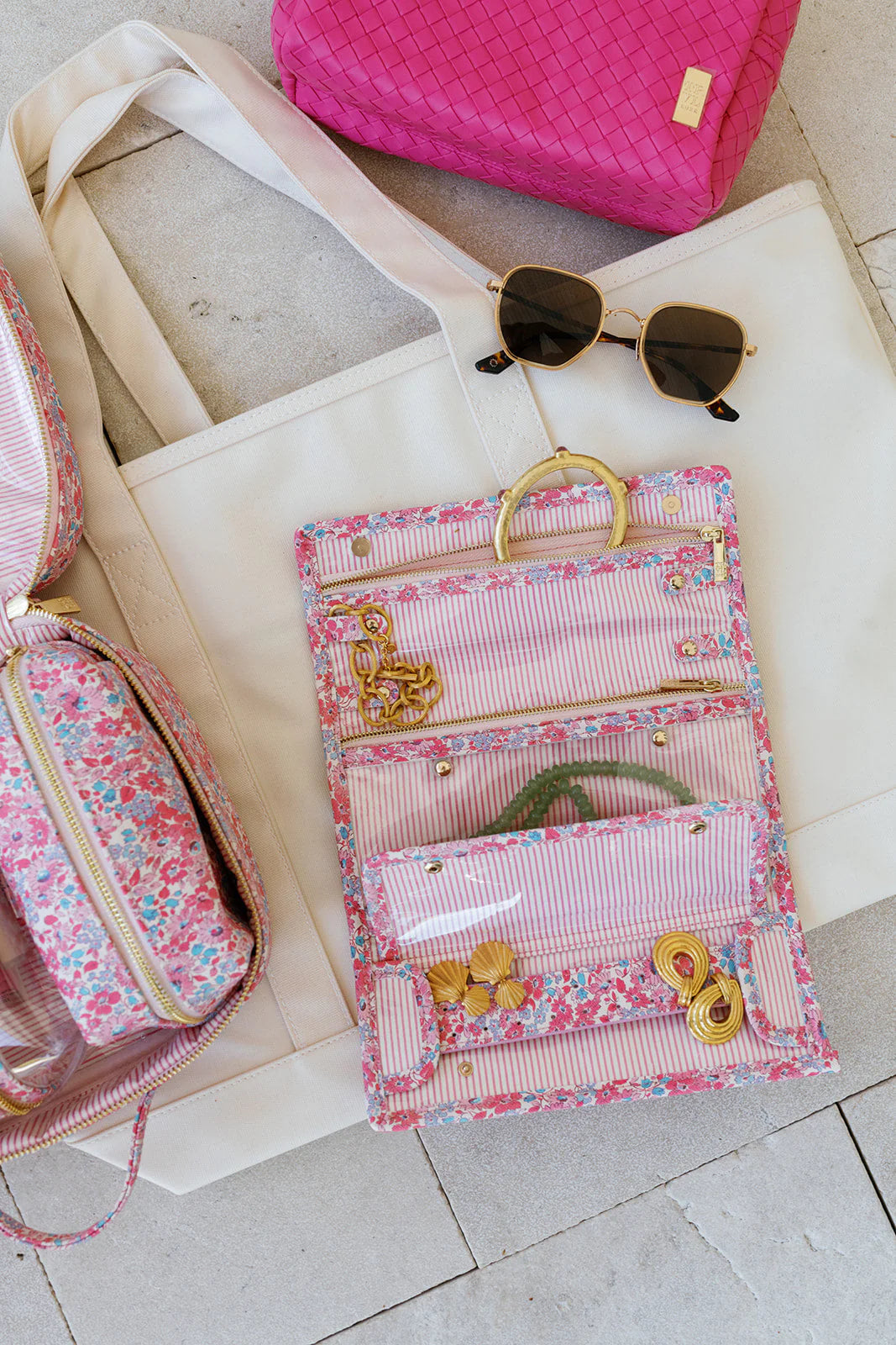 TRVL Marseille with Pink Pinstripe Jewelry Wallet