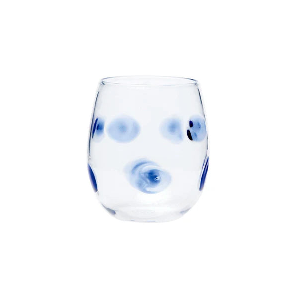 Vietri Drop Stemless Wine Glass Blue