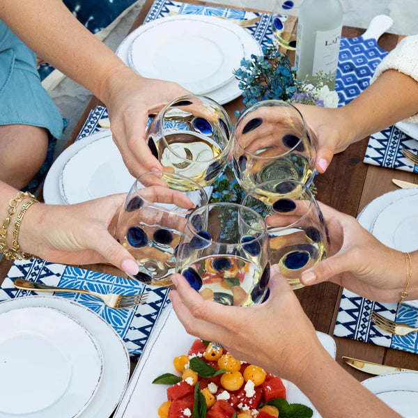 Vietri Drop Stemless Wine Glass Blue