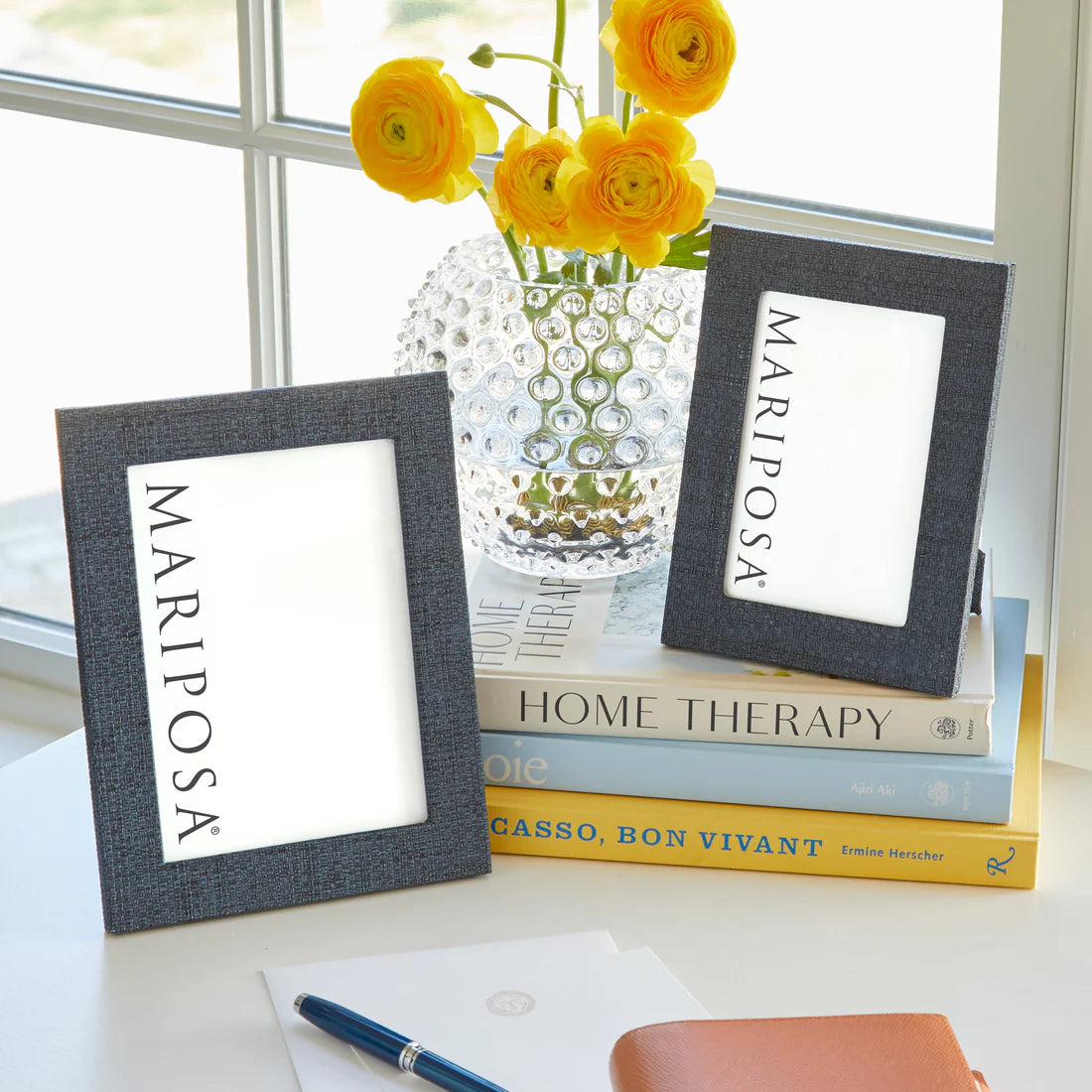 Mariposa Indigo Grasscloth 5x7 Frame