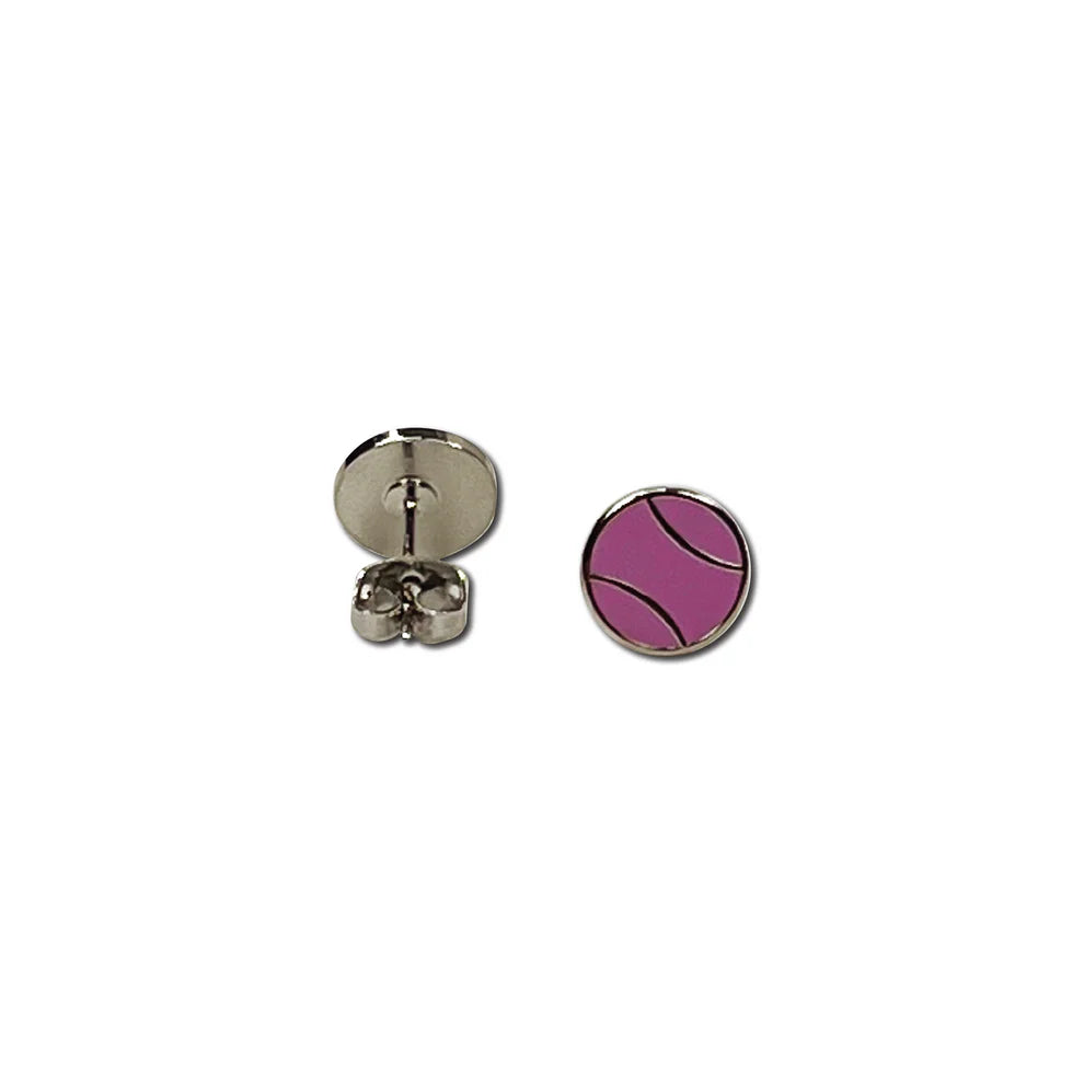Pink Flat Tennis Ball Earrings