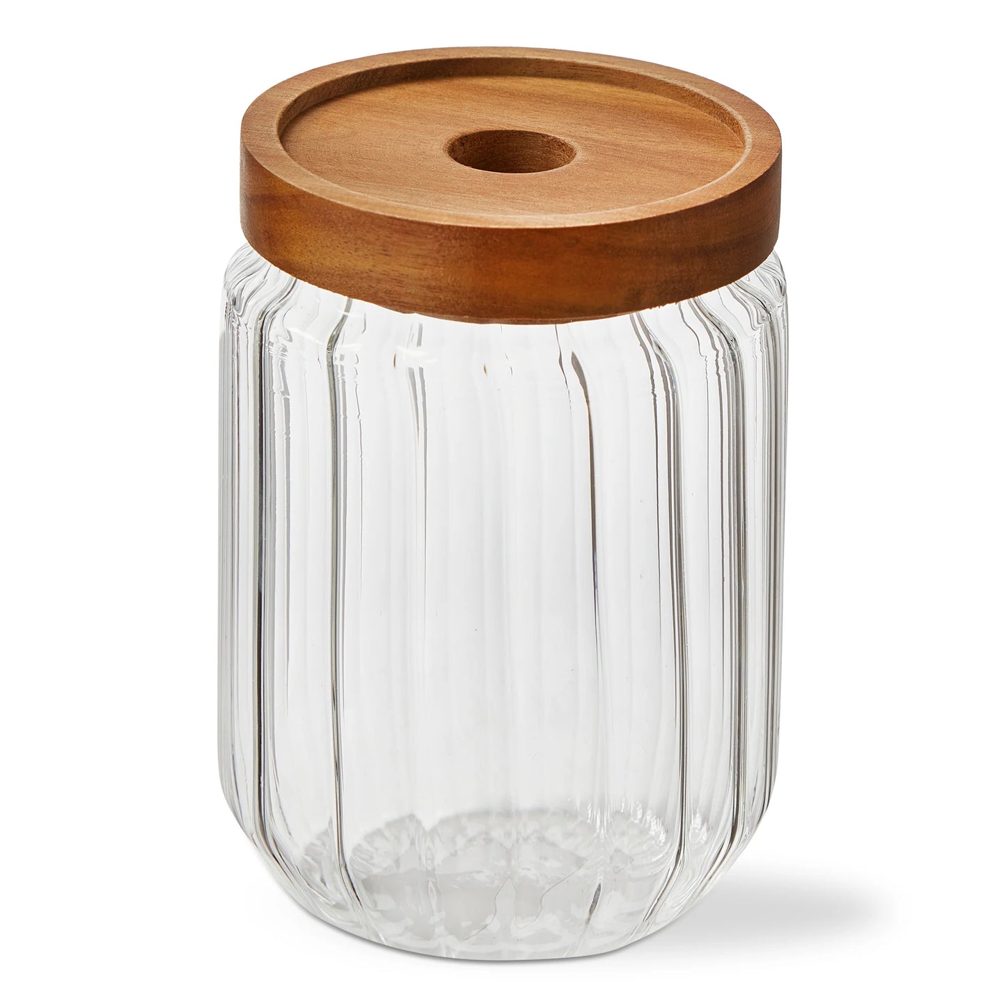 Ribbed Glass Canister Med