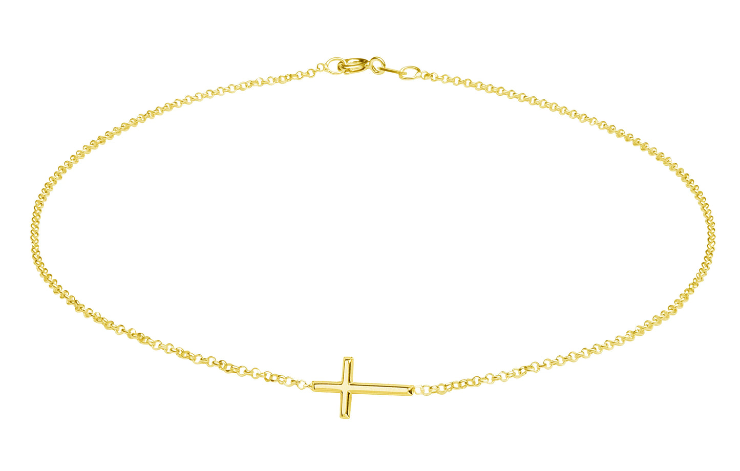 14in Gold Plated Horizontal Cross Necklace