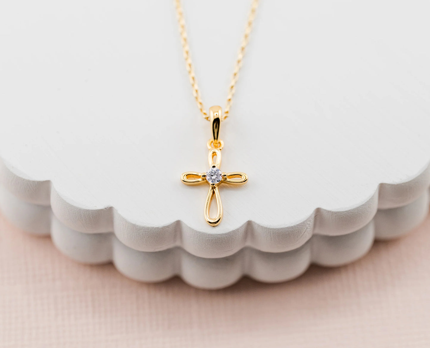 14in Gold Plated Infinity Cross Necklace