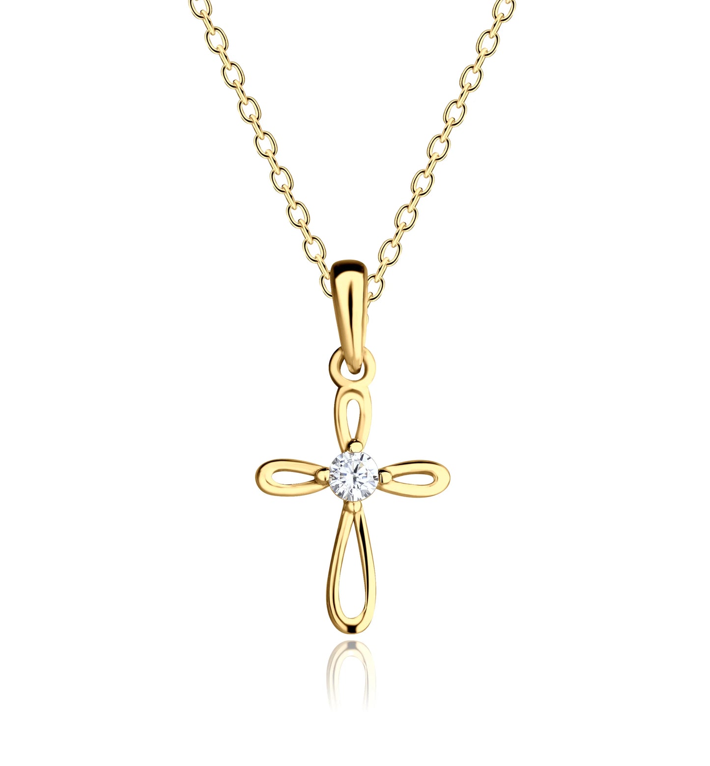 14in Gold Plated Infinity Cross Necklace