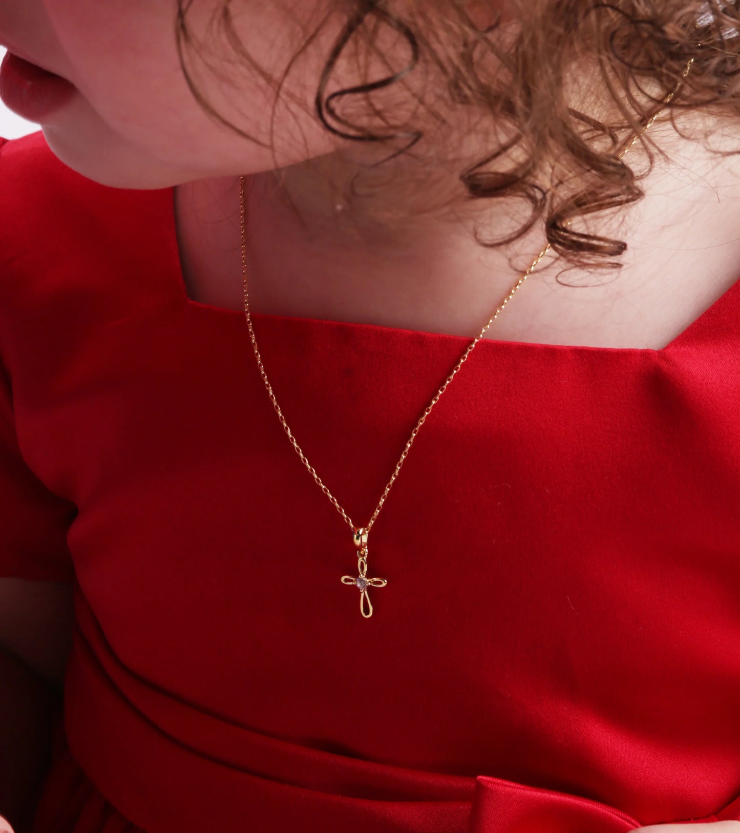 14in Gold Plated Infinity Cross Necklace