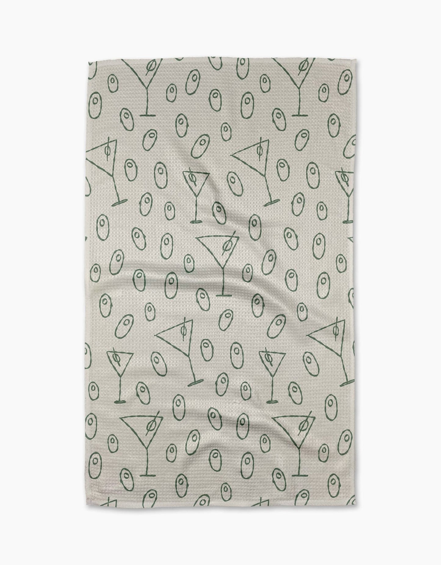 Geometry tea towel, geoweave, olives, martini, kitchen towel, bar towel, dish towel,