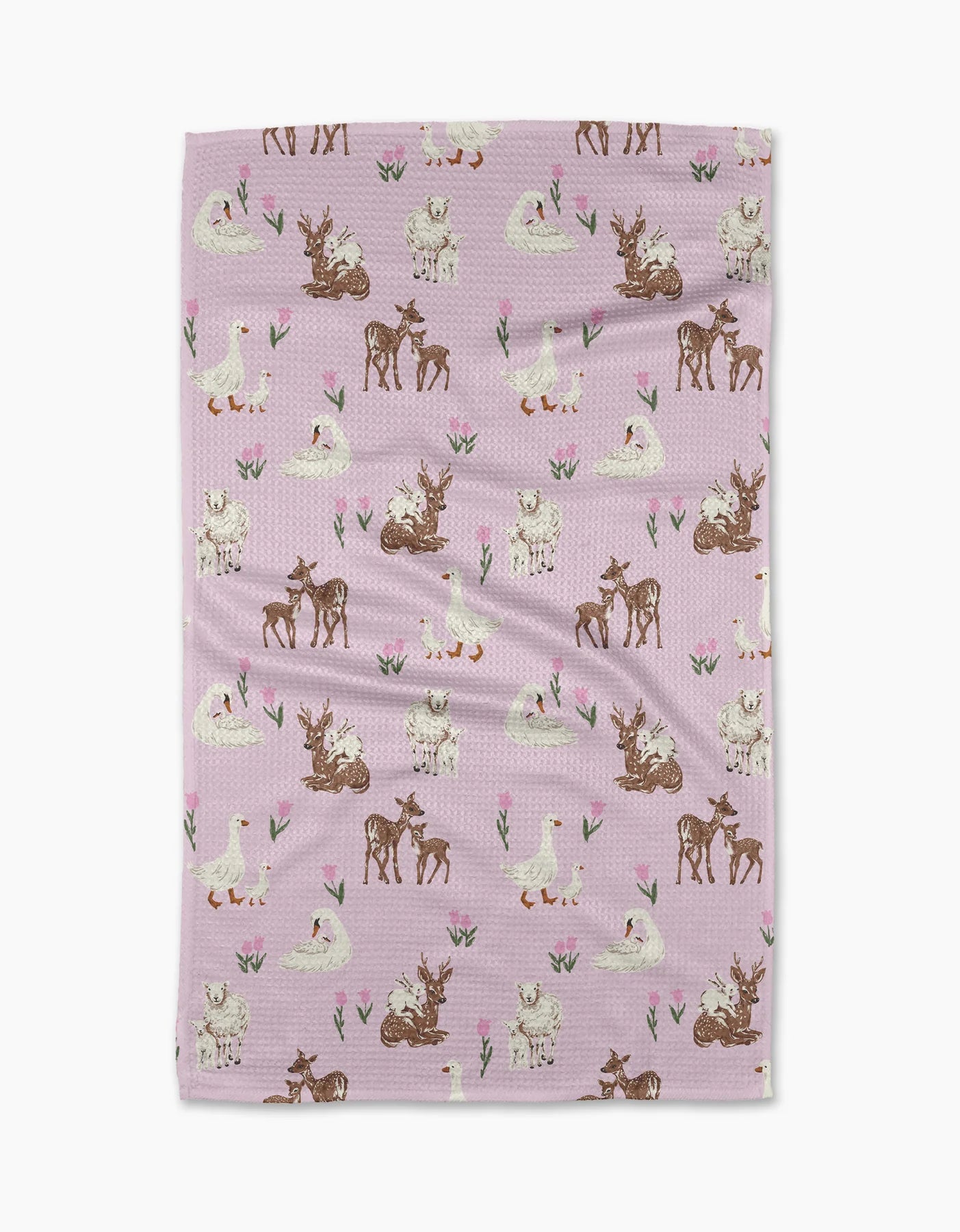 geometry, geoweave, kitchen towel, dish cloth, dishcloth, kitchen, tea towel, cleaning, pink towel, babies, toddlers, thank you mom, foul, deer, lamb, duck, duckling, swan, mom, mommy, mother, mother's day