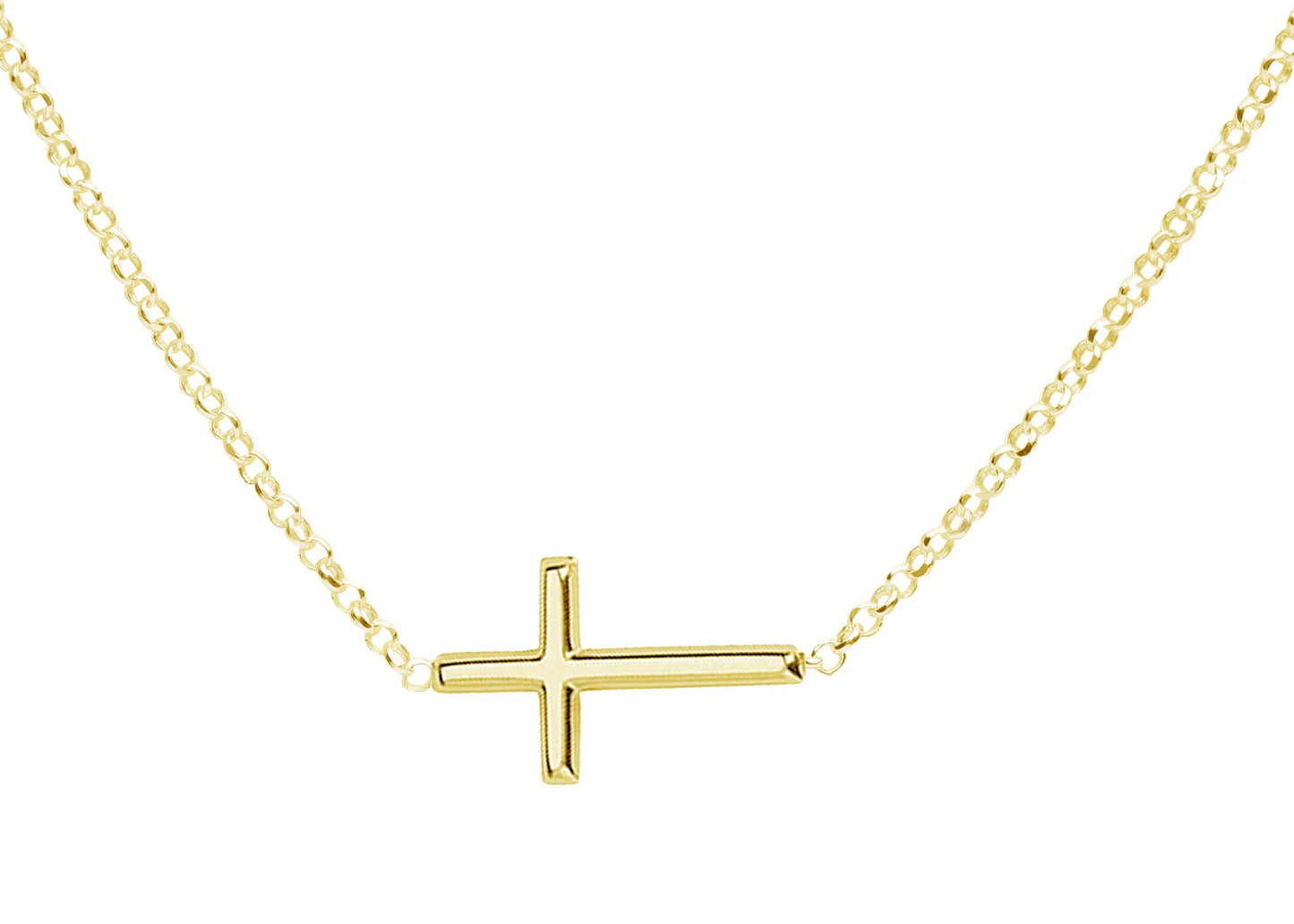 14in Gold Plated Horizontal Cross Necklace