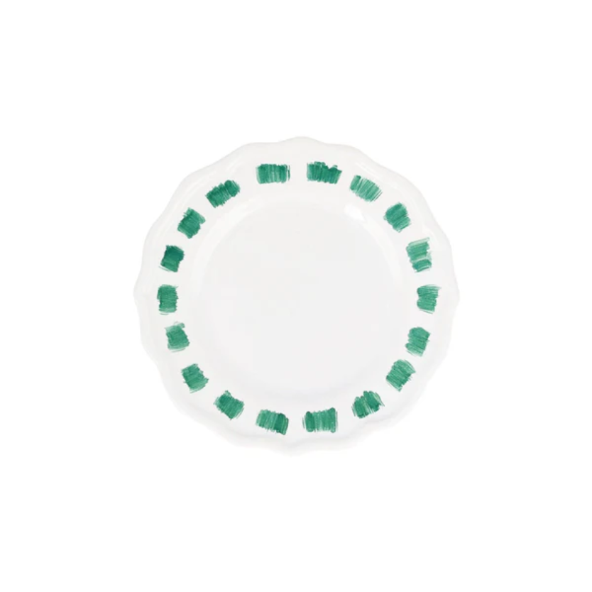 Vietri Lisbon Green Stitch Cocktail Plate