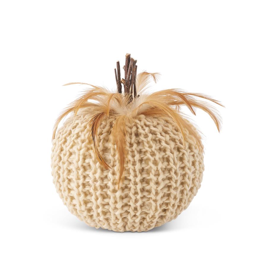 Cream Pumpkin with Feathers SALE