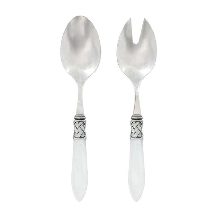 Vietri Aladdin Antique White Salad Server Set