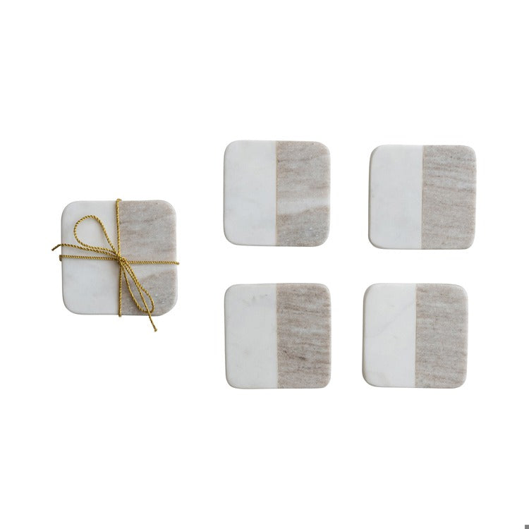Square Marble Coasters Set of 4