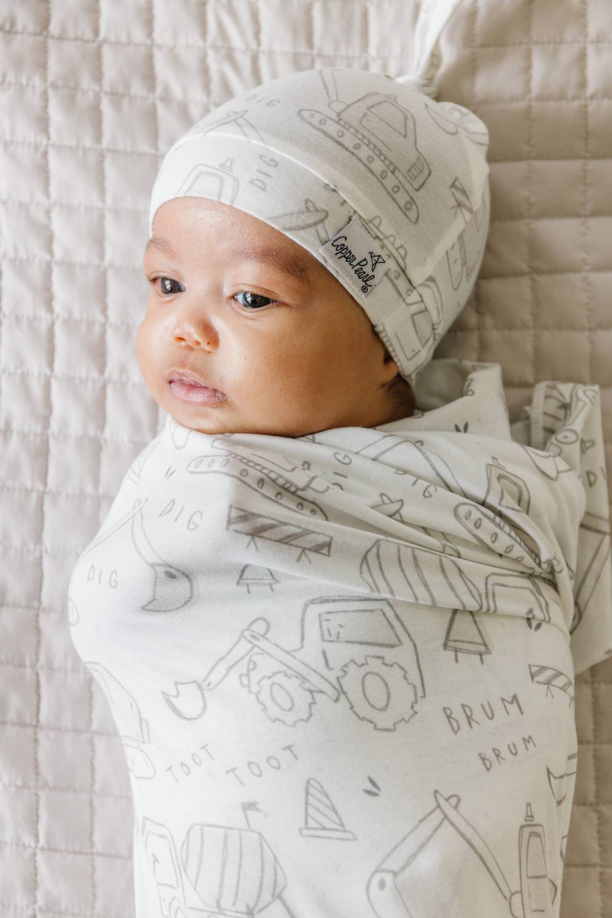 Copper Pearl Gage Top Knot Hat 0-4mo
