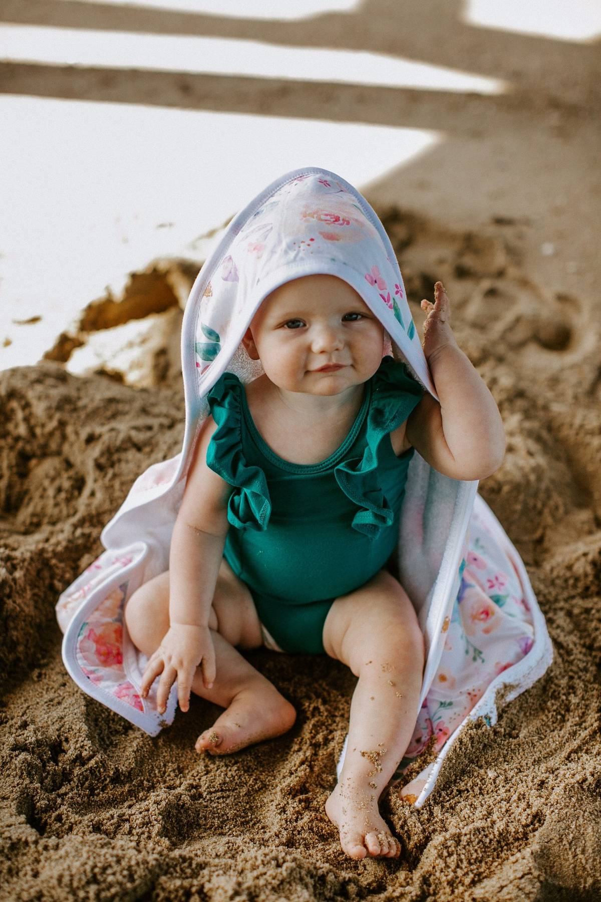 Copper Pearl Bloom Knit Hooded Towel