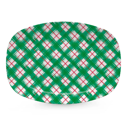 Mariposa Green and Red Plaid Platter