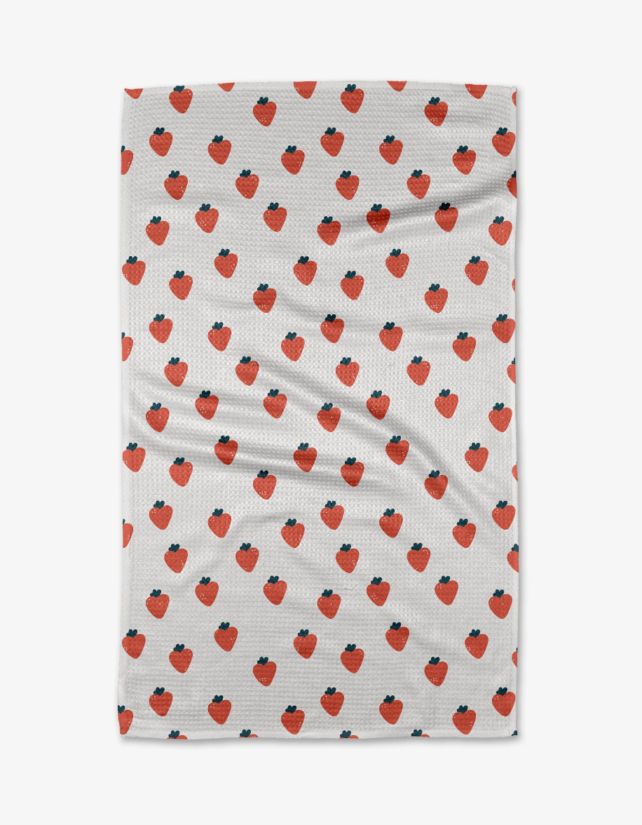 Geometry Strawberry Love Tea Towel
