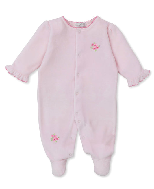 Kissy Kissy Roses and Blooms Velour Footie Pink 0-3m