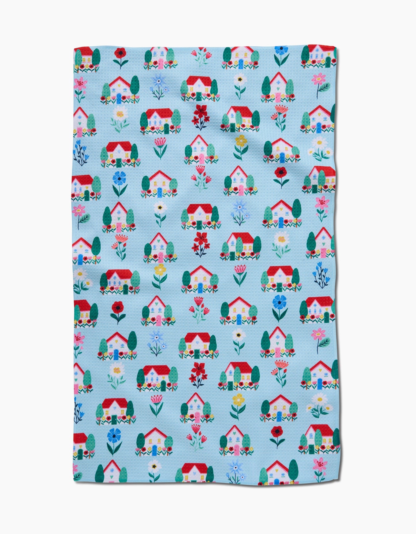 Geometry Spring Houses Tea Towel
