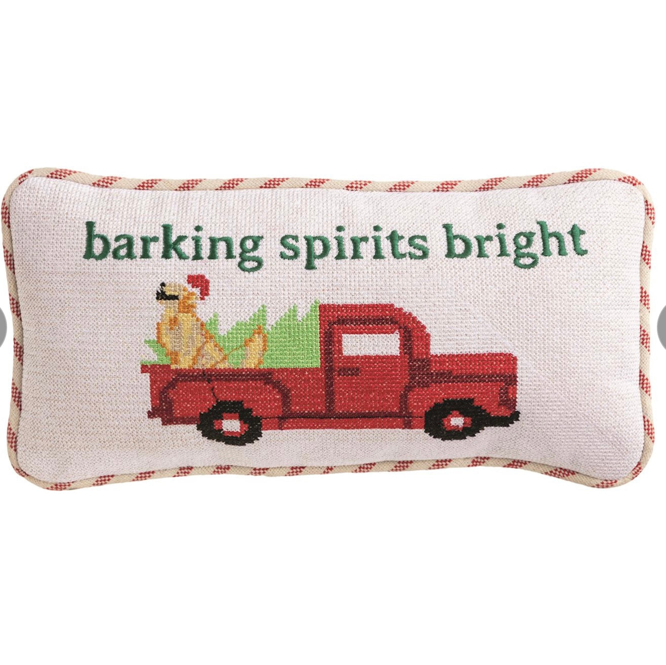 Mudpie Barking Spirits Bright Needlepoint Pillow