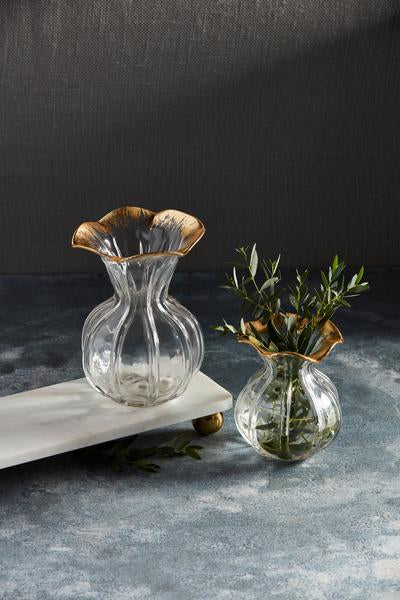 Mudpie Ruffled Gold Vase Small