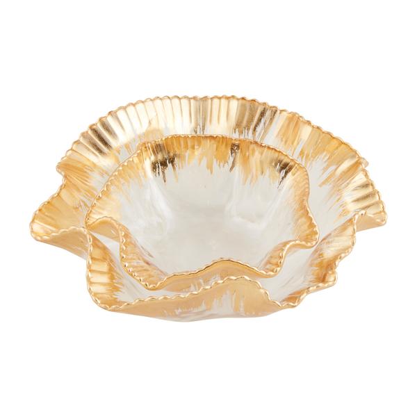 Mudpie Gold Ruffle Bowl LARGE