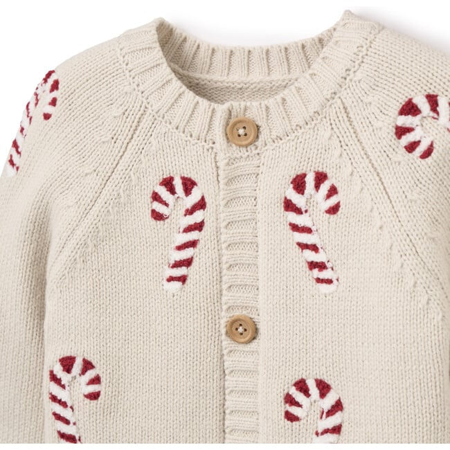 Elegant Baby Candycane Cardigan, Pants & Striped Hat3-6m