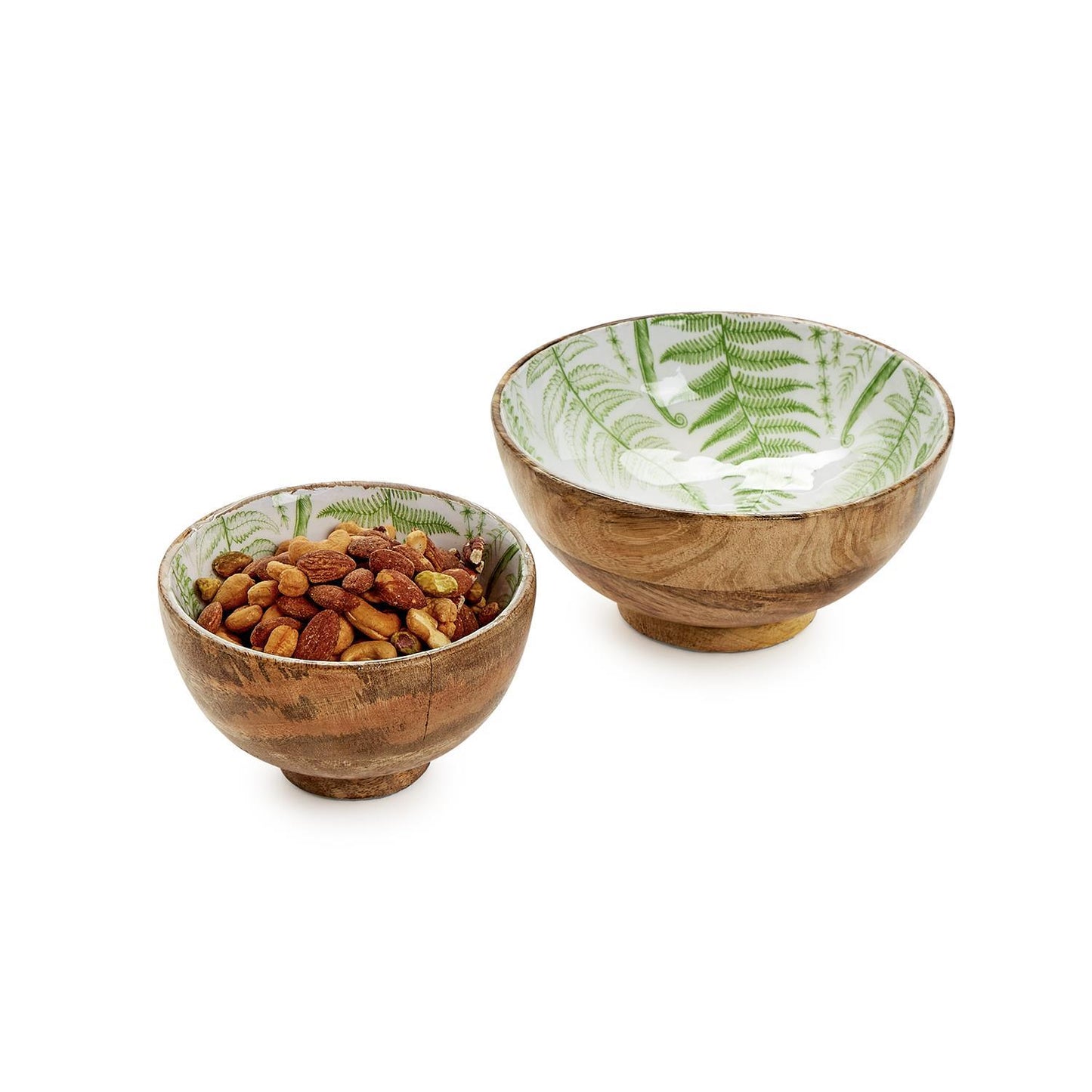 Fanciful Fern Wood Pedestal Bowl Large