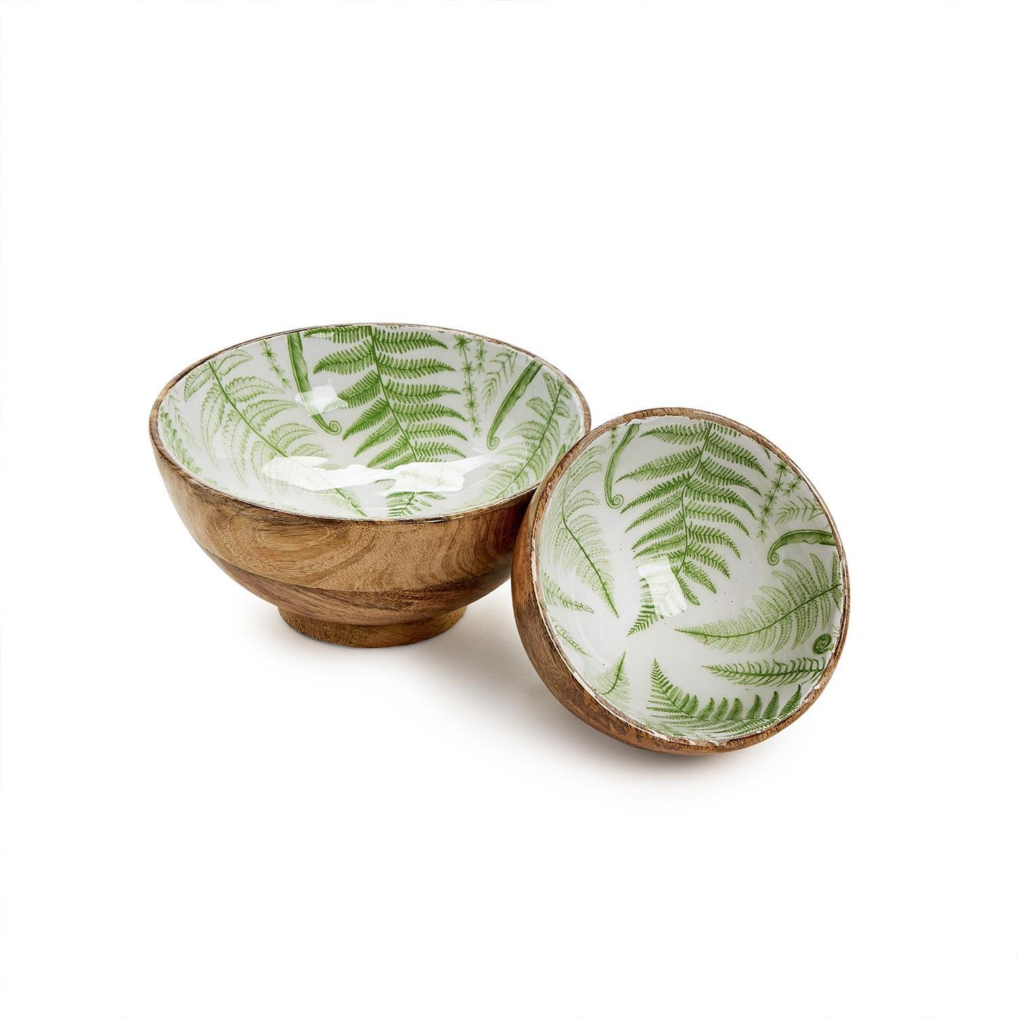 Fanciful Fern Wood Pedestal Bowl Large