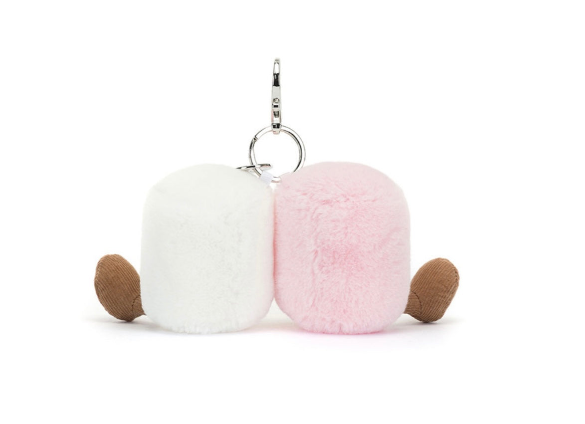 Jellycat Amuseables Pink and White Marshmallows Bag Charm