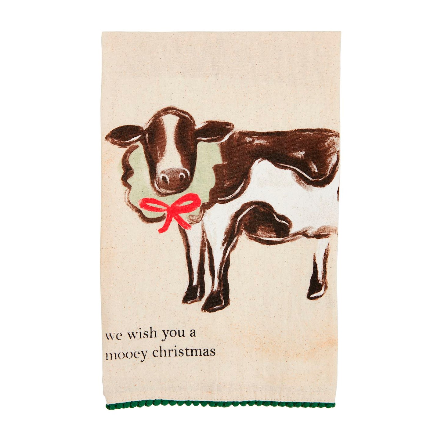 Mudpie Christmas Cow Pom Towel