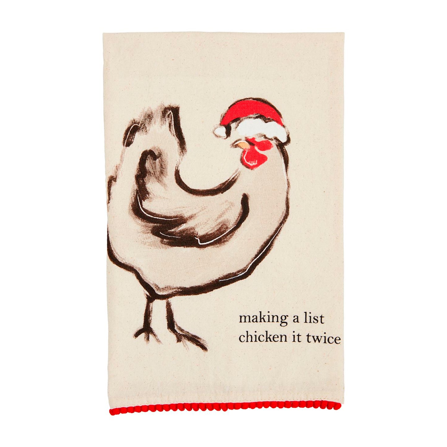 Mudpie Christmas Chicken Pom Towel