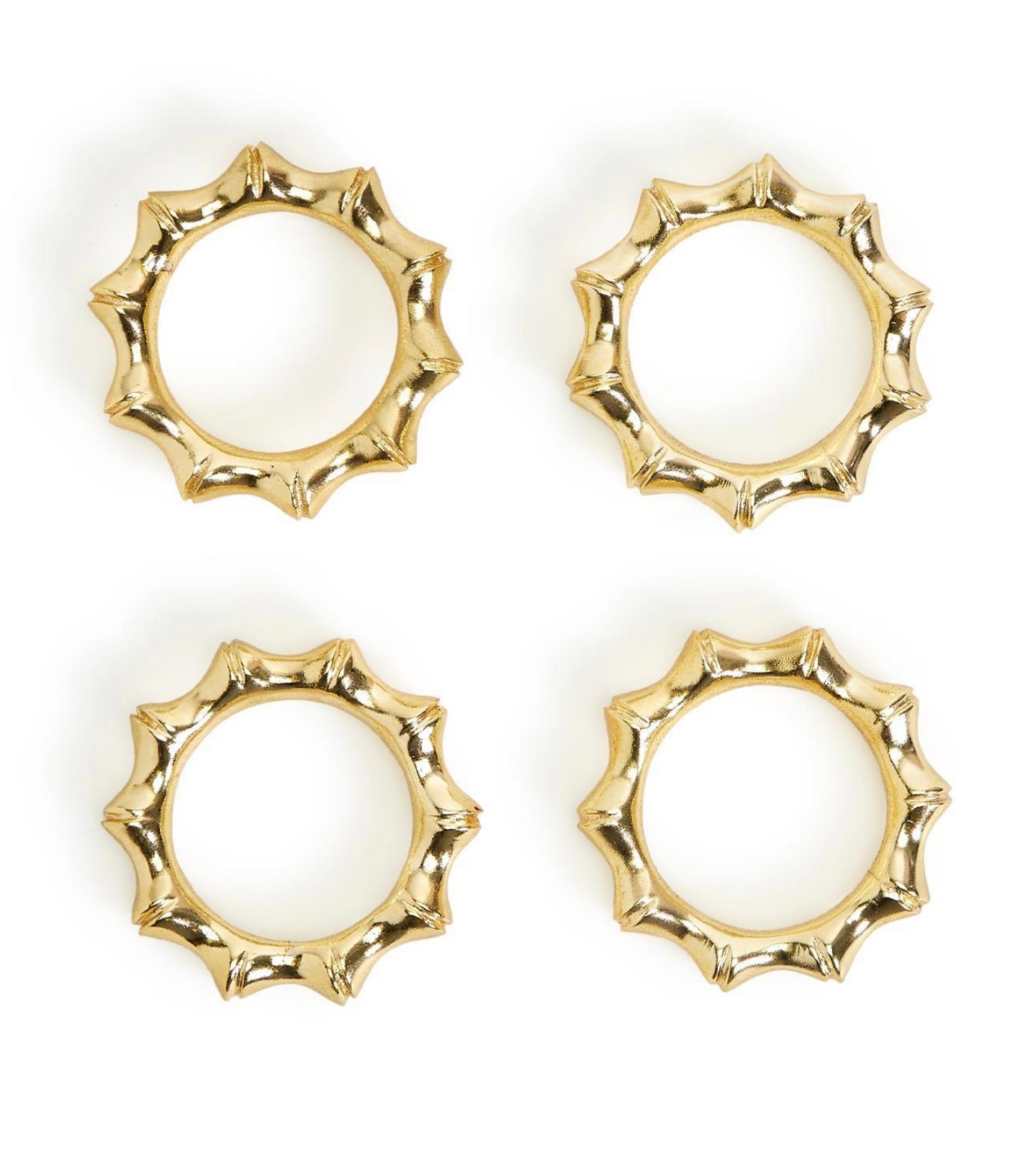 Golden Bamboo Napkin Rings Set of 4