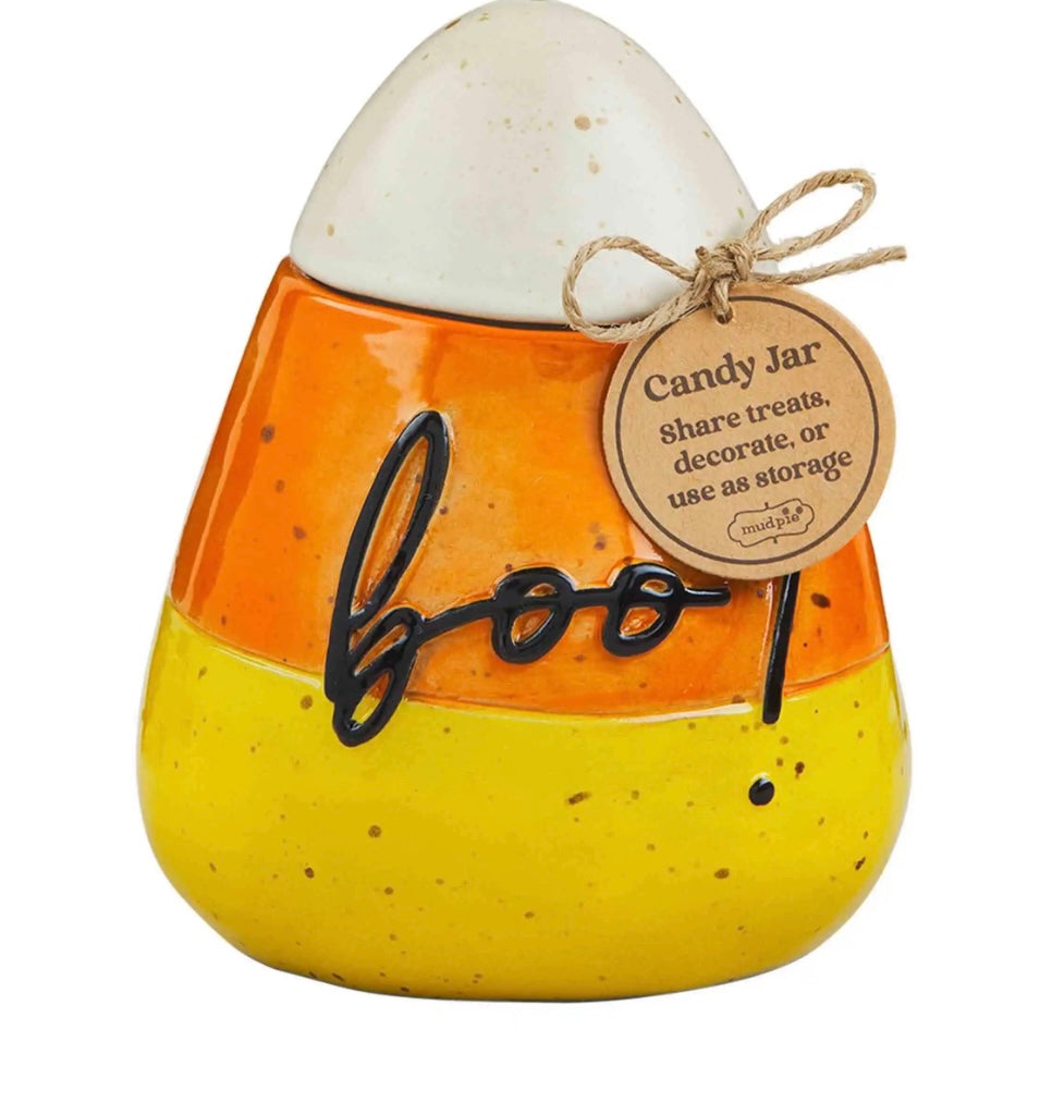 Mud Pie Halloween Boo Candy Corn Candy Jar SALE