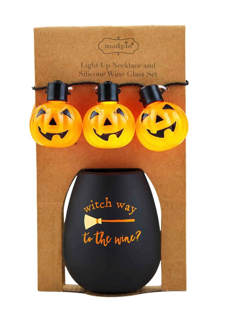 Witch Way to the Wine Glass and Lighted Necklace SALE