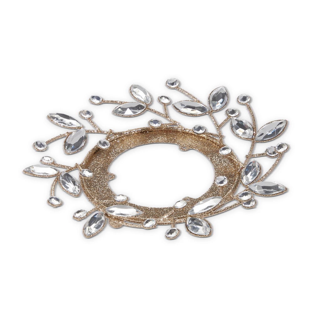 Champagne Glitter & Clear Jeweled Candle Ring