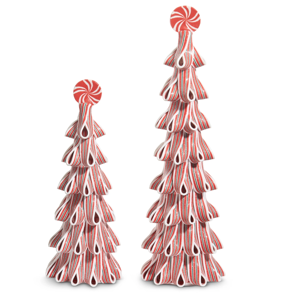 Red & White Ribbon Candy Tree LARGE 18”