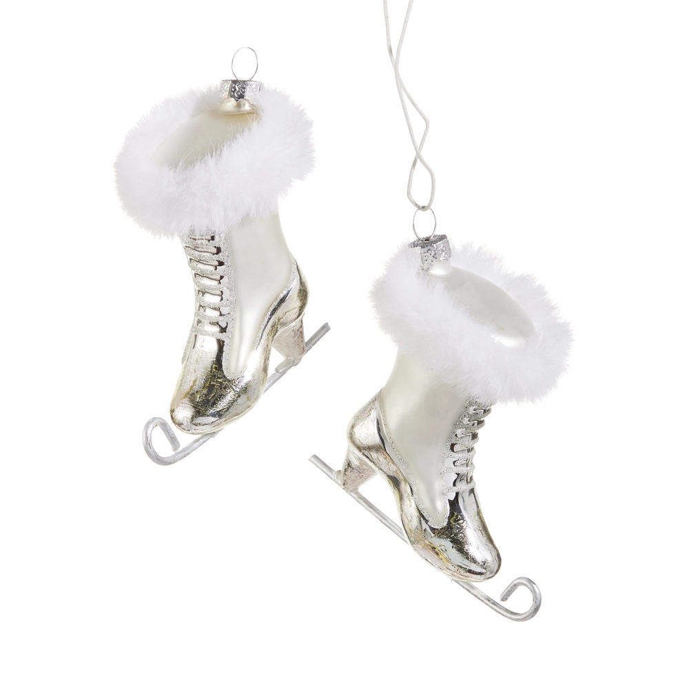 Ice Skate w/Fur Ornament 7.5”