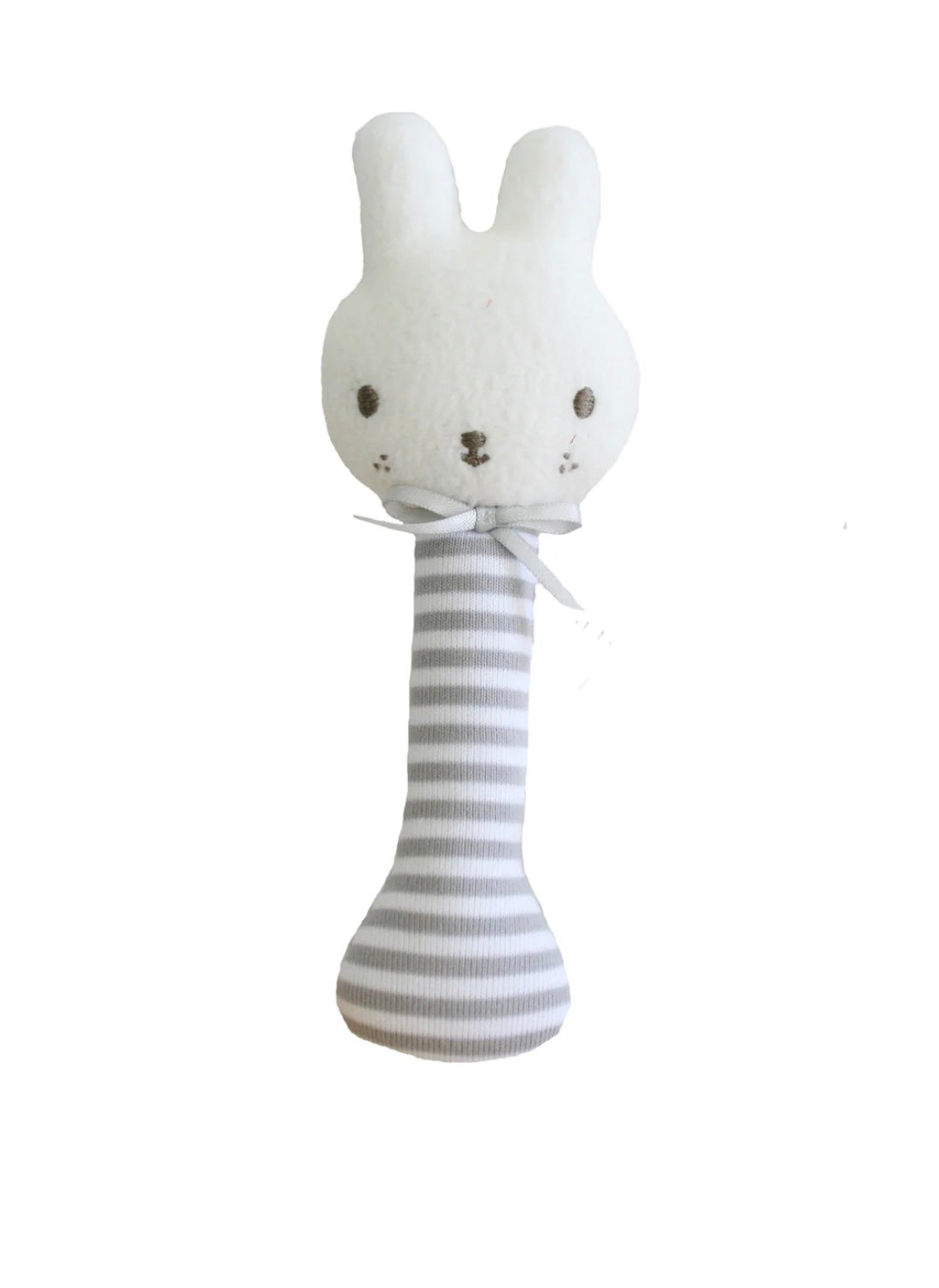 Alimrose Baby Bunny Grey Striped Rattle